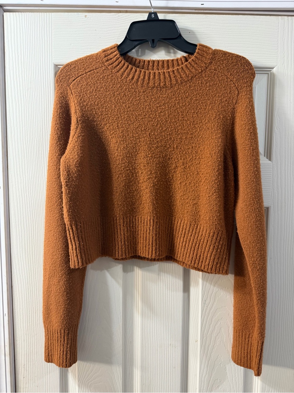 Universal Thread Chunky Cropped Crew Sweater - Rust Orange M